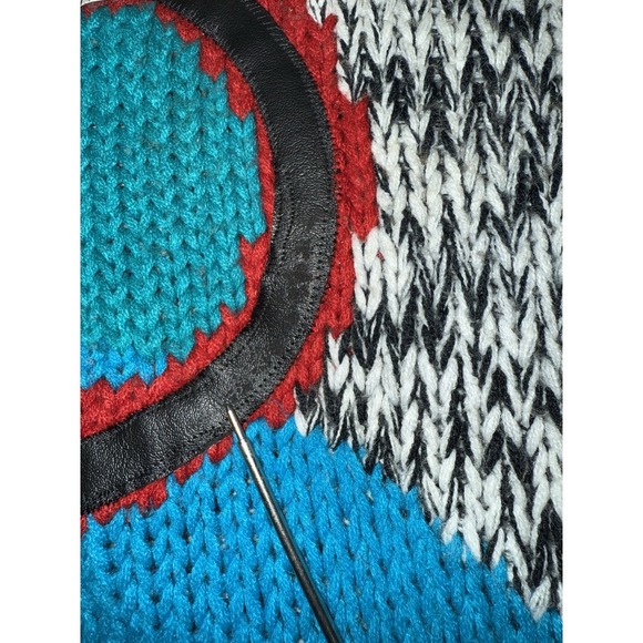 Vintage FAX Chunky 3D Knit Sweater Colorful Geometric Grandpacore Small - Picture 7 of 10